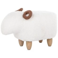 Beliani Hocker LAMB - Wit Polyester