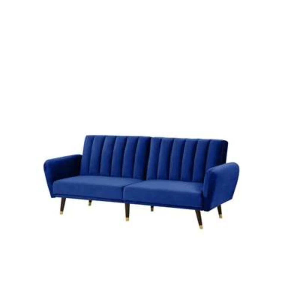 Beliani Slaapbank - VIMMERBY Blauw Fluweel 6 Beliani Slaapbank - VIMMERBY Blauw Fluweel - Image 4