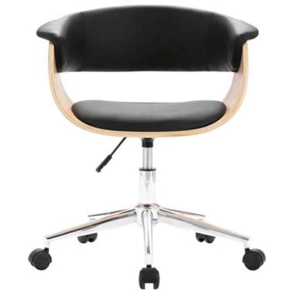 VidaXL Kantoorstoel Draaibaar Gebogen Hout En Kunstleer Zwart 6 VidaXL Kantoorstoel Draaibaar Gebogen Hout En Kunstleer Zwart - Image 4