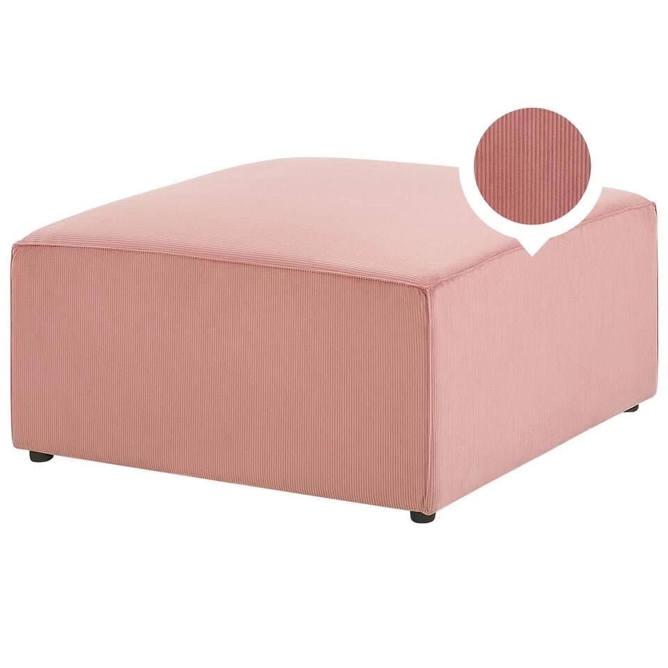 Beliani Ottomaan LEMVIG - Roze Corduroy 3 Beliani Ottomaan LEMVIG - Roze Corduroy