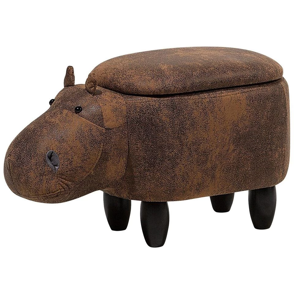 Beliani Dierenhocker HIPPO - Bruin Kunstleer 3 Beliani Dierenhocker HIPPO - Bruin Kunstleer