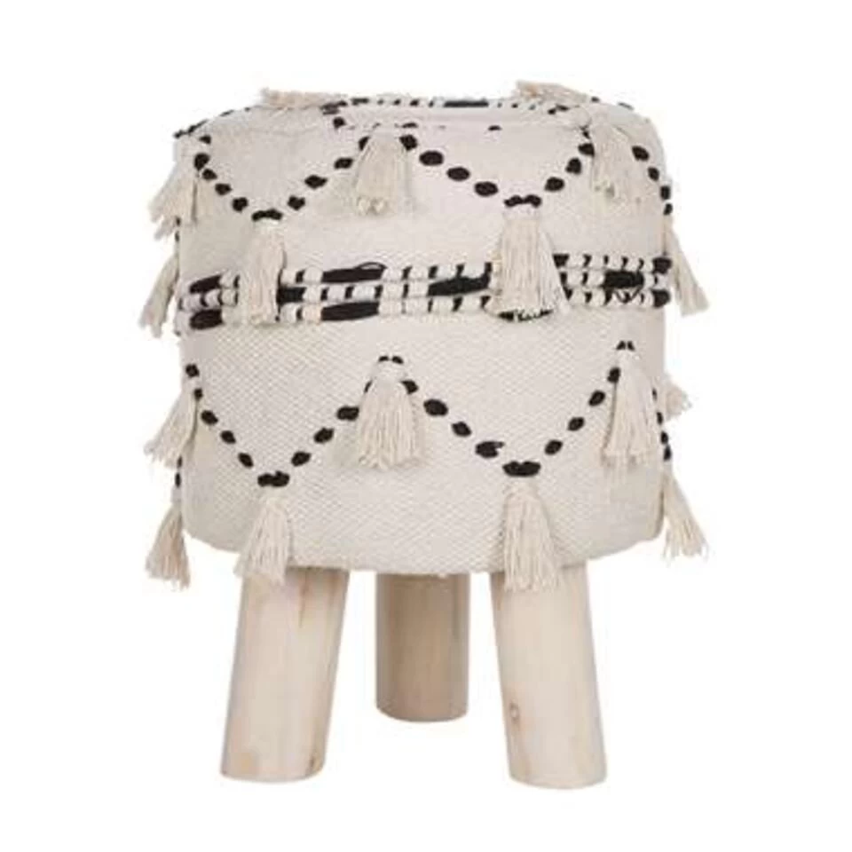 Beliani Hocker THONDI - Beige Katoen 3 Beliani Hocker THONDI - Beige Katoen