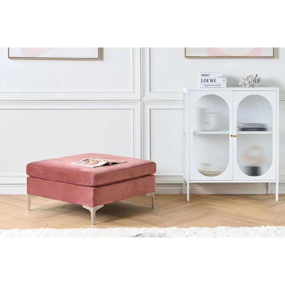 Beliani Ottomaan EVJA - Roze Fluweel 4 Beliani Ottomaan EVJA - Roze Fluweel - Image 2