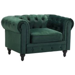 Beliani Fauteuil CHESTERFIELD - Groen Fluweel