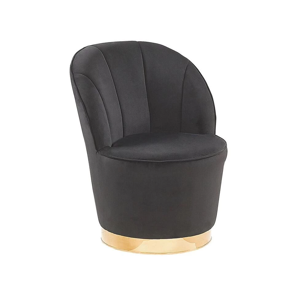 Beliani Fauteuil ALBY - Zwart Fluweel 3 Beliani Fauteuil ALBY - Zwart Fluweel