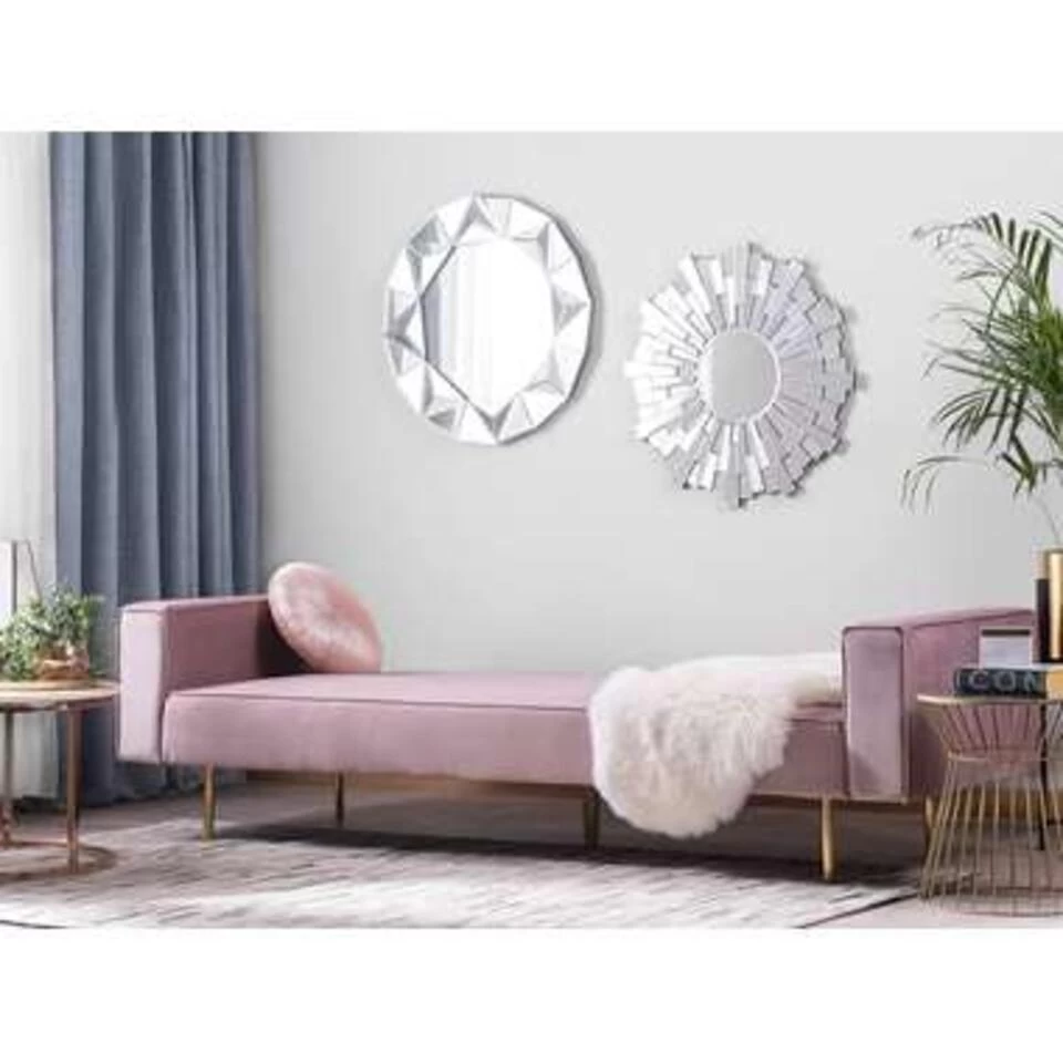 Beliani Driezitsbank - VISNES Roze Fluweel 5 Beliani Driezitsbank - VISNES Roze Fluweel - Image 3