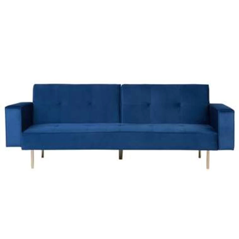 Beliani Driezitsbank - VISNES Blauw Fluweel 3 Beliani Driezitsbank - VISNES Blauw Fluweel