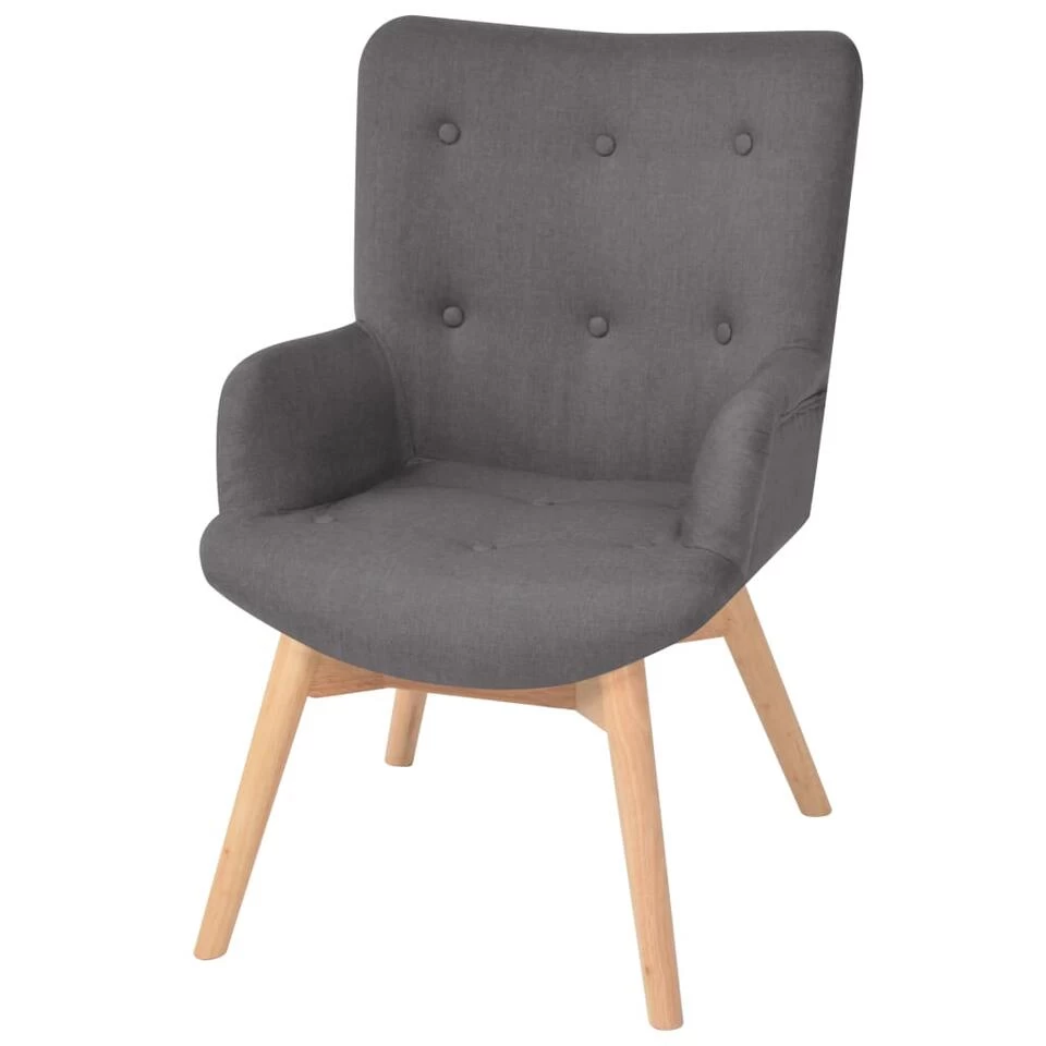 VidaXL Fauteuil Met Voetenbankje Stof Grijs 4 VidaXL Fauteuil Met Voetenbankje Stof Grijs - Image 2