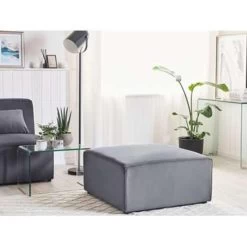 Beliani Ottomaan LEMVIG - Grijs Corduroy -ZitMeester ComfortDesign 1b30cfee93e84a3586842e58e4875af4