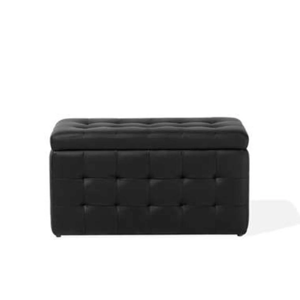 Beliani Ottomaan MICHIGAN - Zwart Kunstleer 4 Beliani Ottomaan MICHIGAN - Zwart Kunstleer - Image 2