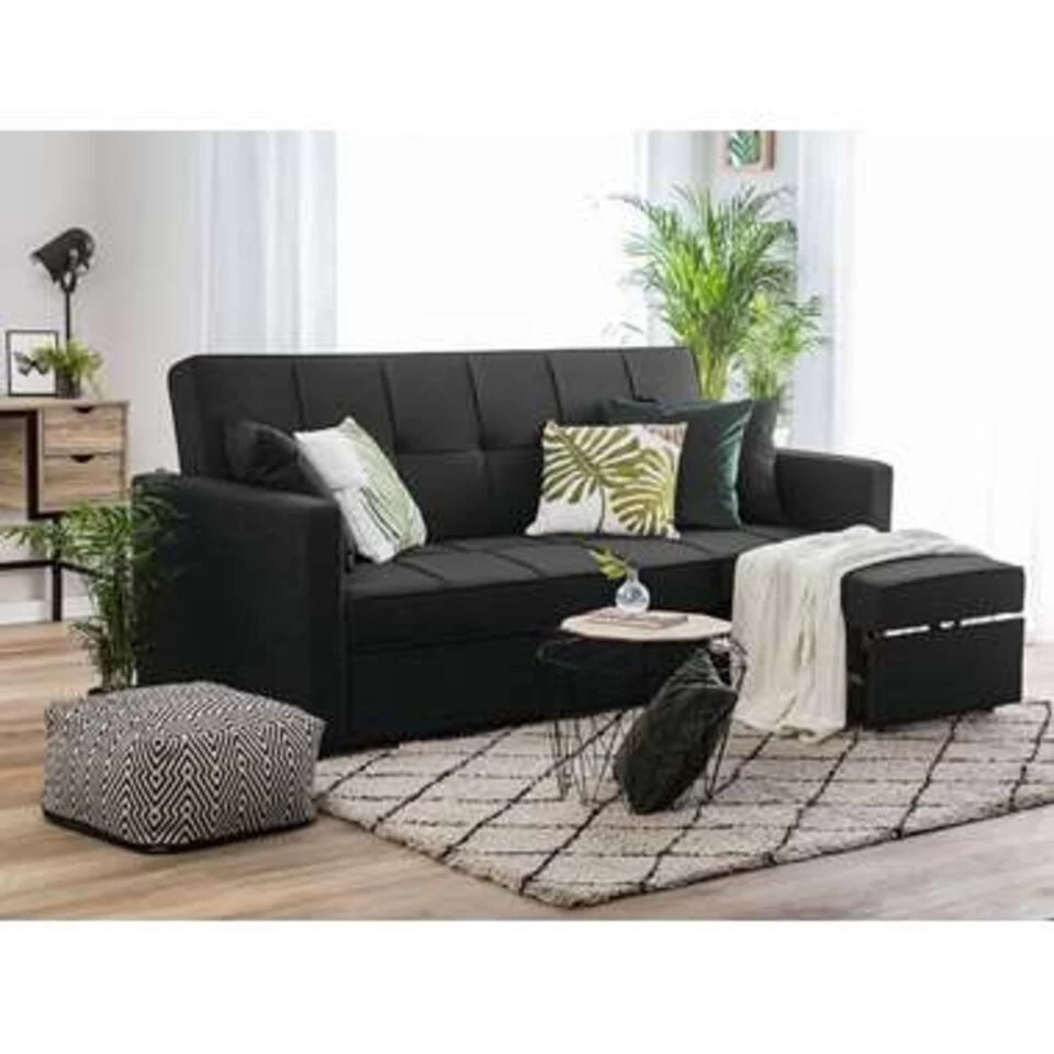 Beliani Slaapbank - GLOMMA Zwart Polyester 5 Beliani Slaapbank - GLOMMA Zwart Polyester - Image 3