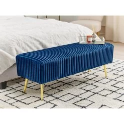 Beliani Hocker PATERSON - Blauw Fluweel -ZitMeester ComfortDesign 20e8ef0f1a4849df9cf7350bd12be6ae