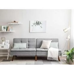 Beliani Driezitsbank - RONNE Grijs Polyester -ZitMeester ComfortDesign 21e7aff654c843e48e367c9b0449cbec