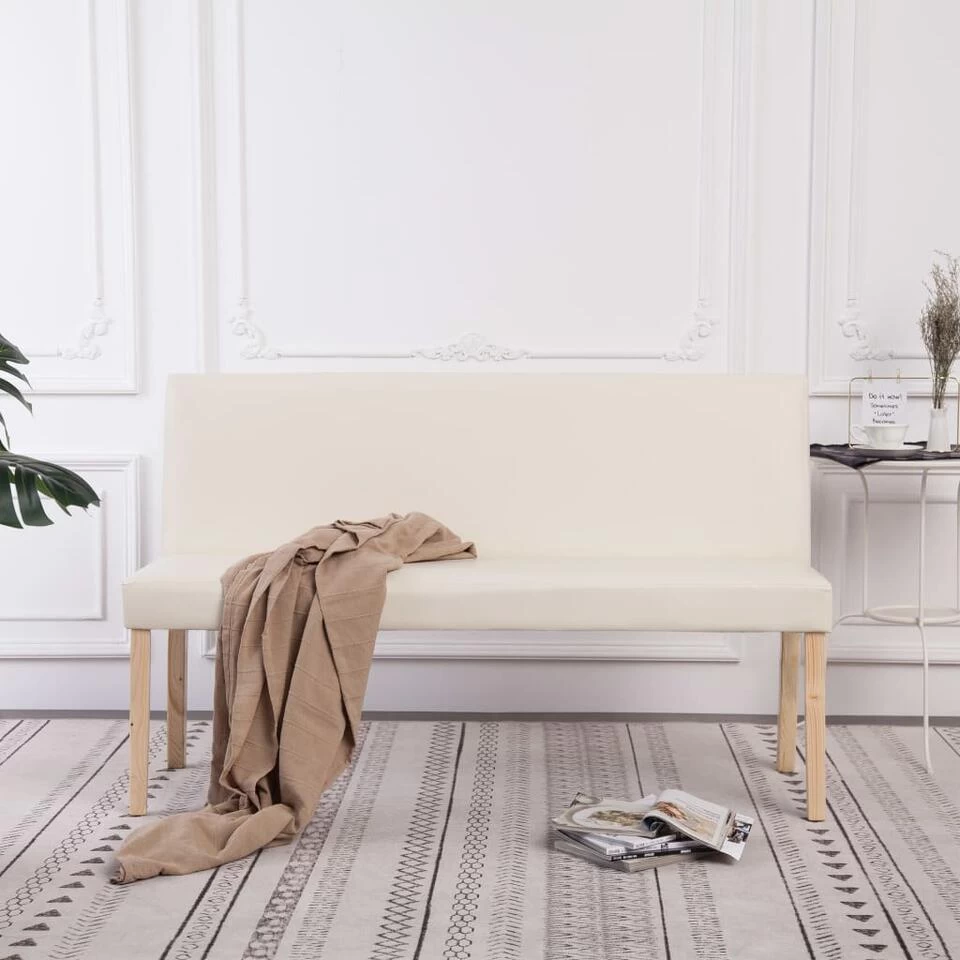 VidaXL Bankje 139,5 Cm Kunstleer Crème 4 VidaXL Bankje 139,5 Cm Kunstleer Crème - Image 2