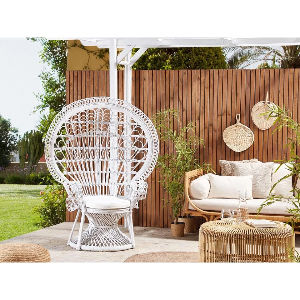 Beliani Fauteuil EMMANUELLE - Wit Rotan 4 Beliani Fauteuil EMMANUELLE - Wit Rotan - Image 2