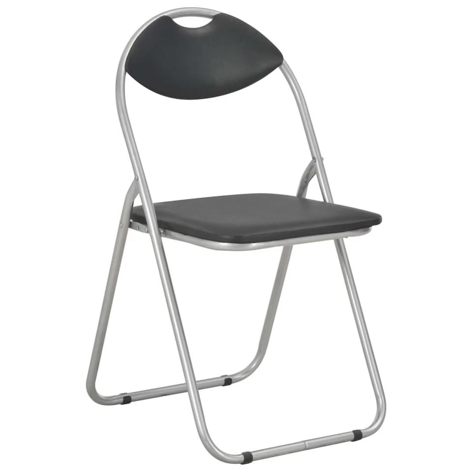 VidaXL Eetkamerstoelen Inklapbaar 2 St Kunstleer Zwart 4 VidaXL Eetkamerstoelen Inklapbaar 2 St Kunstleer Zwart - Image 2