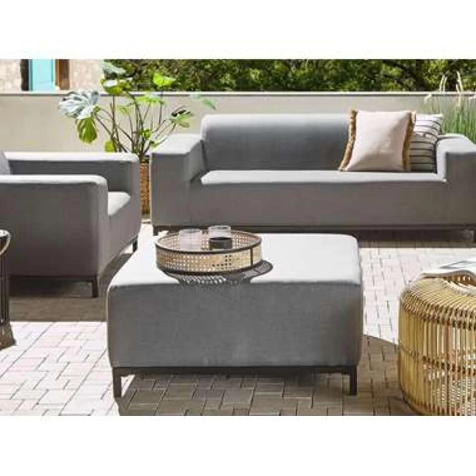 Beliani Ottomaan ROVIGO - Grijs Polyester 4 Beliani Ottomaan ROVIGO - Grijs Polyester - Image 2