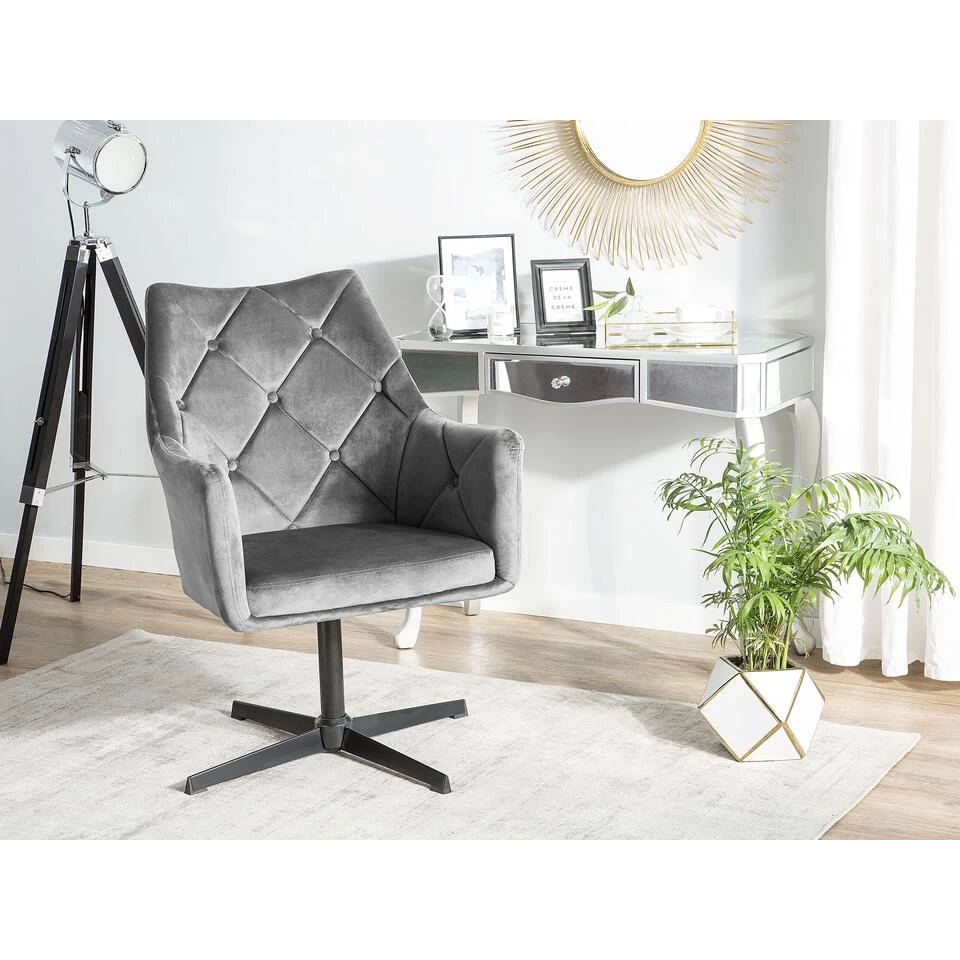 Beliani Fauteuil VAKSALA - Grijs Fluweel 4 Beliani Fauteuil VAKSALA - Grijs Fluweel - Image 2