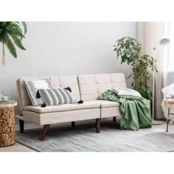 Beliani Driezitsbank - RONNE Beige Polyester -ZitMeester ComfortDesign 2b5444a0dd5c45e79769c0e4b8f303cc