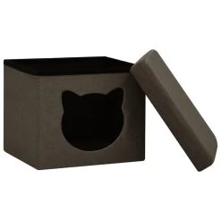 VidaXL Opbergkruk Met Kattenpatroon Inklapbaar Stof Donkerbruin -ZitMeester ComfortDesign 2ba0e1692fab4c5da9501ec2174abddc