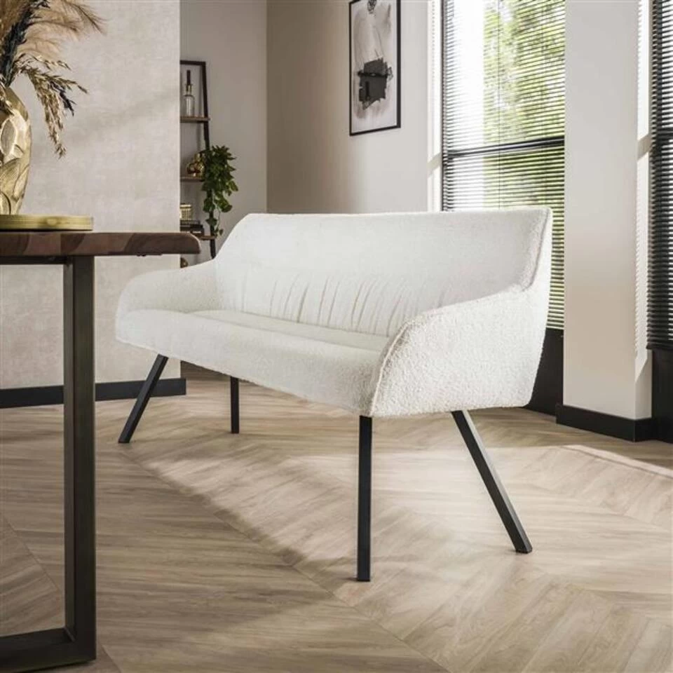 Hoyz - Eetkamerbank Plooi 180cm - Boucle - Wit 4 Hoyz - Eetkamerbank Plooi 180cm - Boucle - Wit - Image 2