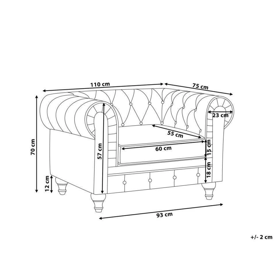 Beliani Fauteuil CHESTERFIELD - Groen Fluweel 5 Beliani Fauteuil CHESTERFIELD - Groen Fluweel - Afbeelding 3