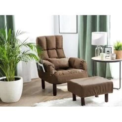 Beliani Fauteuil OLAND - Bruin Polyester -ZitMeester ComfortDesign 3251a114ed0d4f1898a8056a29f1a265