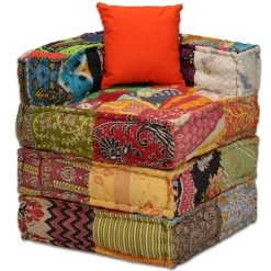 VidaXL Poef Vierzits Modulair Stof Patchwork -ZitMeester ComfortDesign 35248455e8d24bb28bd2a1fbc517cba0