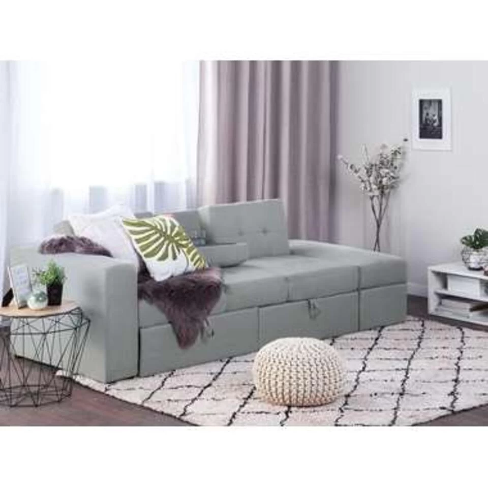 Beliani Driezitsbank - FALSTER Grijs Polyester 4 Beliani Driezitsbank - FALSTER Grijs Polyester - Image 2