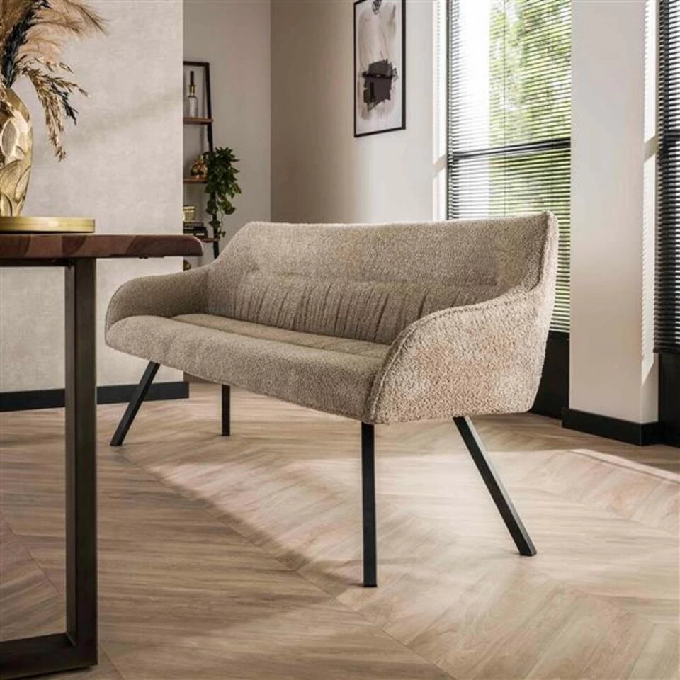 Hoyz - Eetkamerbank Plooi 180cm - Boucle - Zandkleur 4 Hoyz - Eetkamerbank Plooi 180cm - Boucle - Zandkleur - Image 2