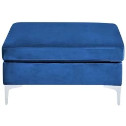 Beliani Ottomaan EVJA - Blauw Fluweel -ZitMeester ComfortDesign 42810c63ad9748138711dea1bd94f81d