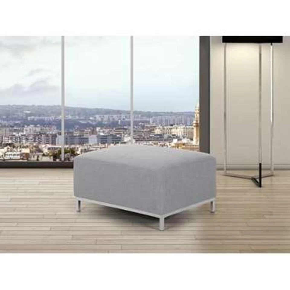 Beliani Ottomaan OSLO - Grijs Polyester 4 Beliani Ottomaan OSLO - Grijs Polyester - Image 2