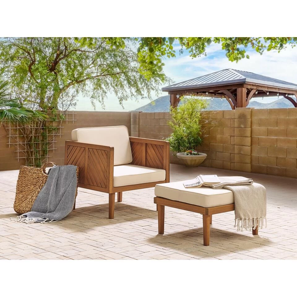 Beliani Fauteuil BARATTI - Lichte Houtkleur Acaciahout 4 Beliani Fauteuil BARATTI - Lichte Houtkleur Acaciahout - Image 2