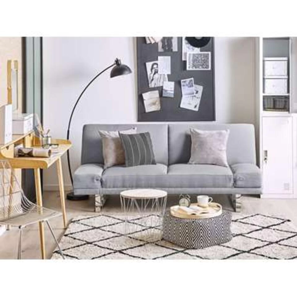 Beliani Slaapbank - YORK Grijs Polyester 4 Beliani Slaapbank - YORK Grijs Polyester - Image 2