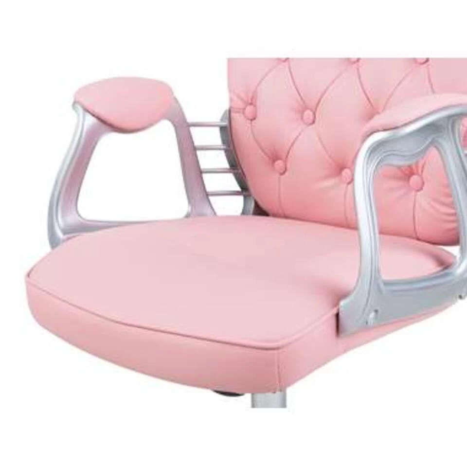Beliani Bureaustoel PRINCESS - Roze Kunstleer 5 Beliani Bureaustoel PRINCESS - Roze Kunstleer - Image 3