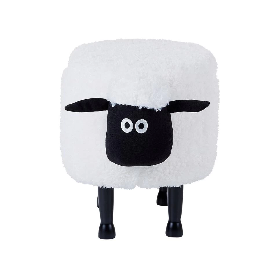 Beliani Dierenhocker SHEEP - Wit Polyester 6 Beliani Dierenhocker SHEEP - Wit Polyester - Image 4