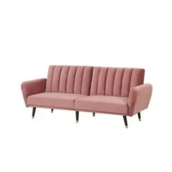 Beliani Slaapbank - VIMMERBY Roze Fluweel -ZitMeester ComfortDesign 51ef9096a9a641528392fefce258a8bf