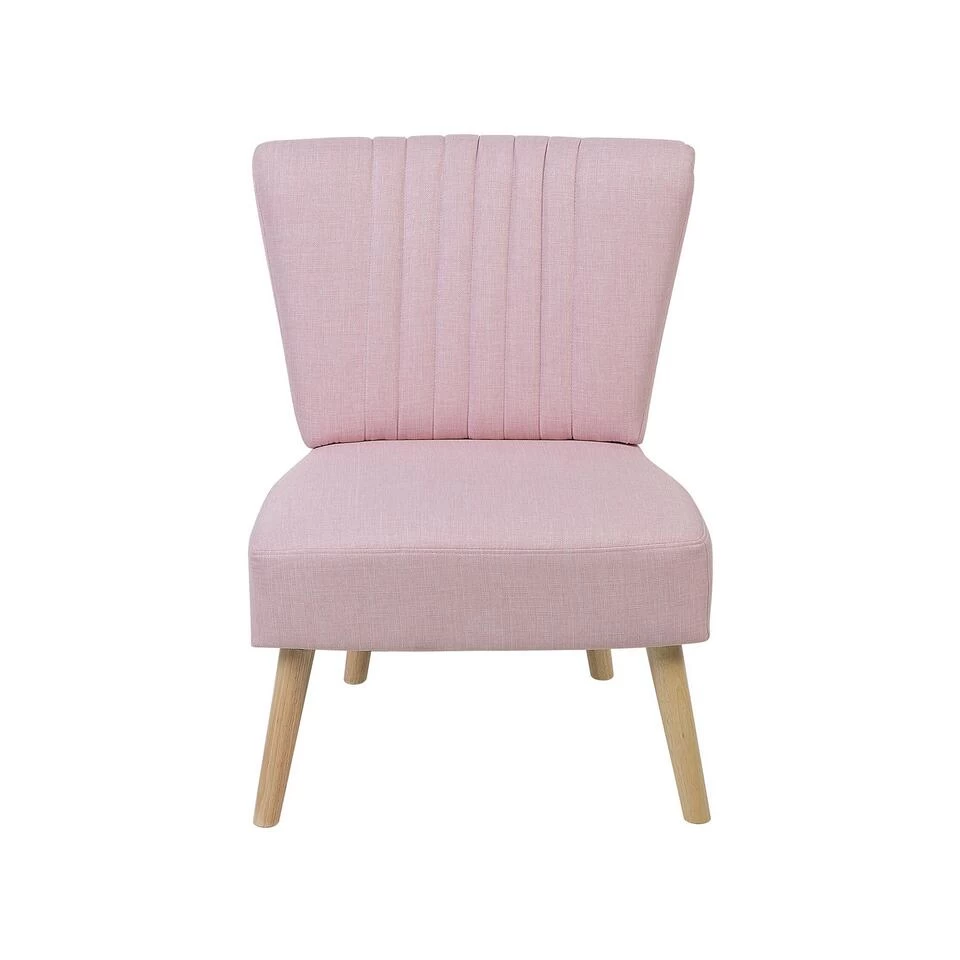 Beliani Fauteuil VAASA - Roze Polyester 6 Beliani Fauteuil VAASA - Roze Polyester - Image 4