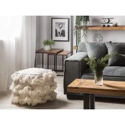 Beliani Poef NASHIK - Beige Katoen, Wol -ZitMeester ComfortDesign 58ed8397fb0d45e28b3efcc193b9063e