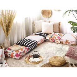 Beliani Poef TEMARA - Multicolor Katoen -ZitMeester ComfortDesign 5924e5fea8084351a6748aa34e52d024