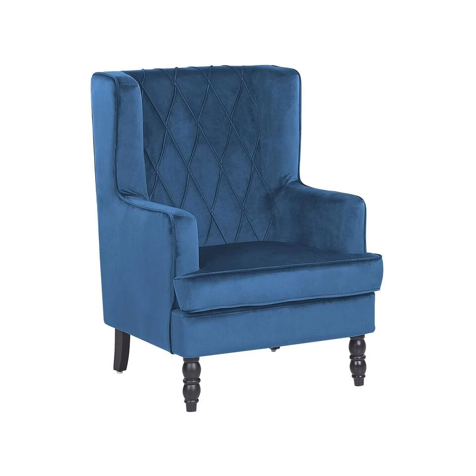 Beliani Fauteuil SANDSET - Blauw Fluweel 6 Beliani Fauteuil SANDSET - Blauw Fluweel - Image 4