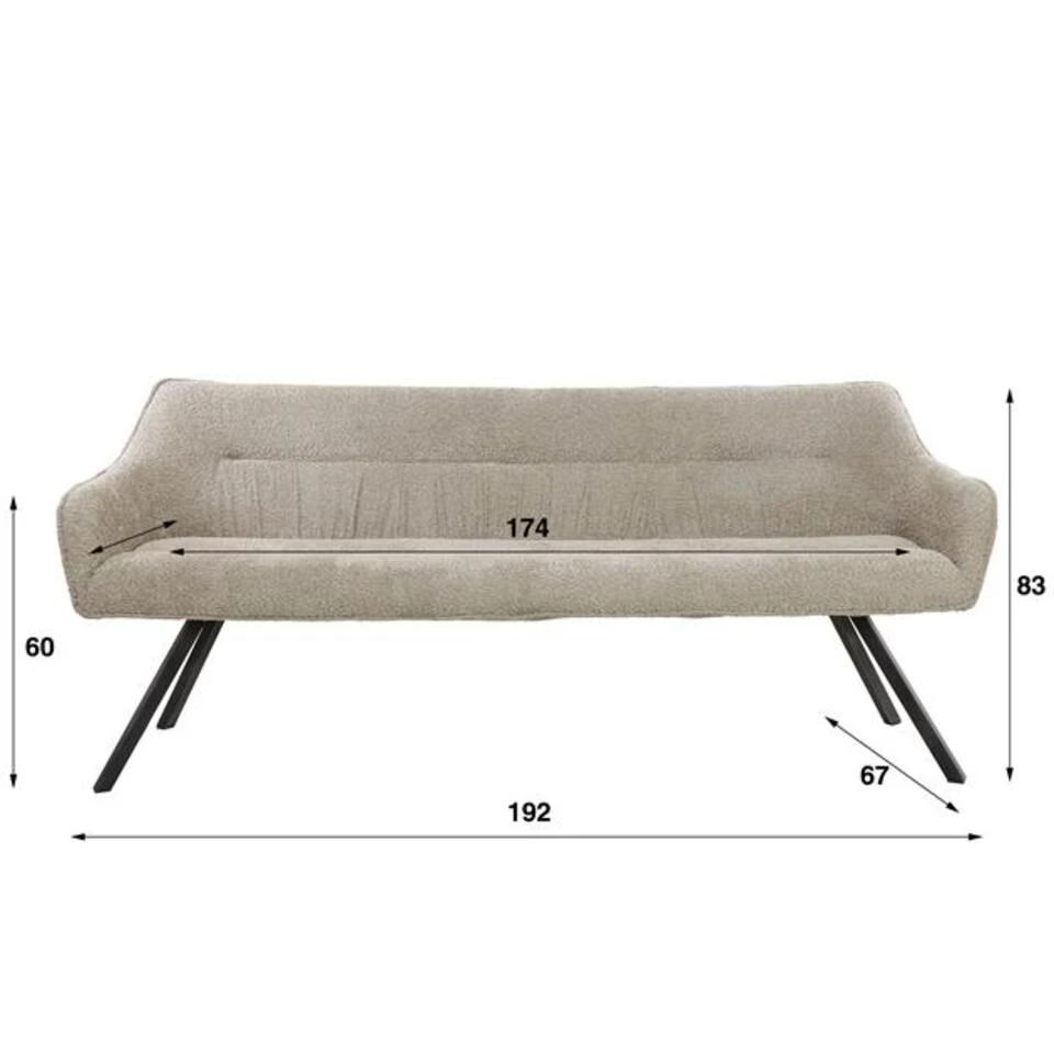 Hoyz - Eetkamerbank Plooi 180cm - Boucle - Zandkleur 5 Hoyz - Eetkamerbank Plooi 180cm - Boucle - Zandkleur - Image 3