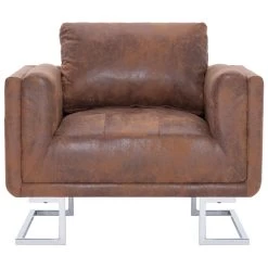 VidaXL Fauteuil Kubus Kunstsuède Bruin -ZitMeester ComfortDesign 5fc4306bde3a4f07b924742fc8335140