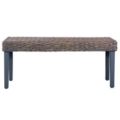 VidaXL Bankje 110 Cm Natuurlijk Kubu Rattan En Massief Mangohout Grijs -ZitMeester ComfortDesign 6530cc66758c49aead890441aecedef8