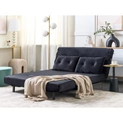 Beliani Tweezitsbank - VESTFOLD Zwart Fluweel -ZitMeester ComfortDesign 65ab671e94df4d50bbf48151a88db82f