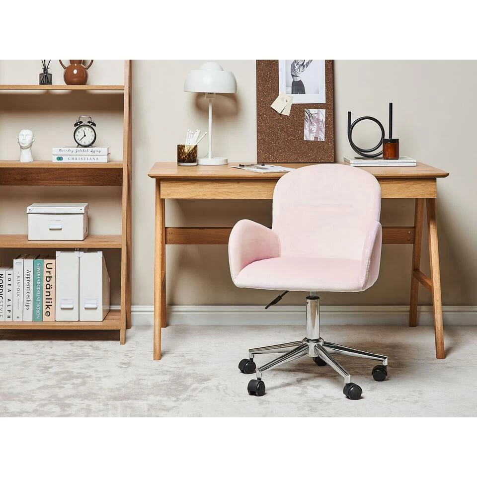Beliani Bureaustoel PRIDDY - Roze Fluweel 4 Beliani Bureaustoel PRIDDY - Roze Fluweel - Image 2
