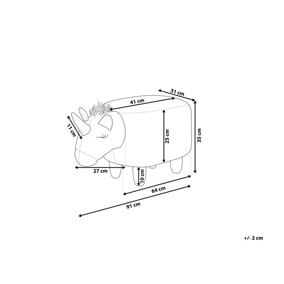 Beliani Dierenhocker UNICORN - Roze Polyester, Katoen 5 Beliani Dierenhocker UNICORN - Roze Polyester, Katoen - Image 3