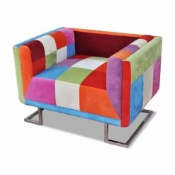 VidaXL Fauteuil Met Patchwork Ontwerp En Verchroomde Poten Kubus Stof -ZitMeester ComfortDesign 7135fe78caa84f81bf798f7e9af8c5d6
