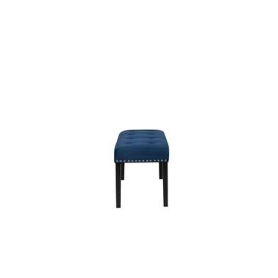 Beliani Hocker YORKTON - Blauw Fluweel 4 Beliani Hocker YORKTON - Blauw Fluweel - Image 2