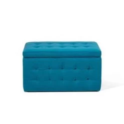 Beliani Ottomaan MICHIGAN - Blauw Fluweel -ZitMeester ComfortDesign 73dc03378038445080bd8a568c43ea4e
